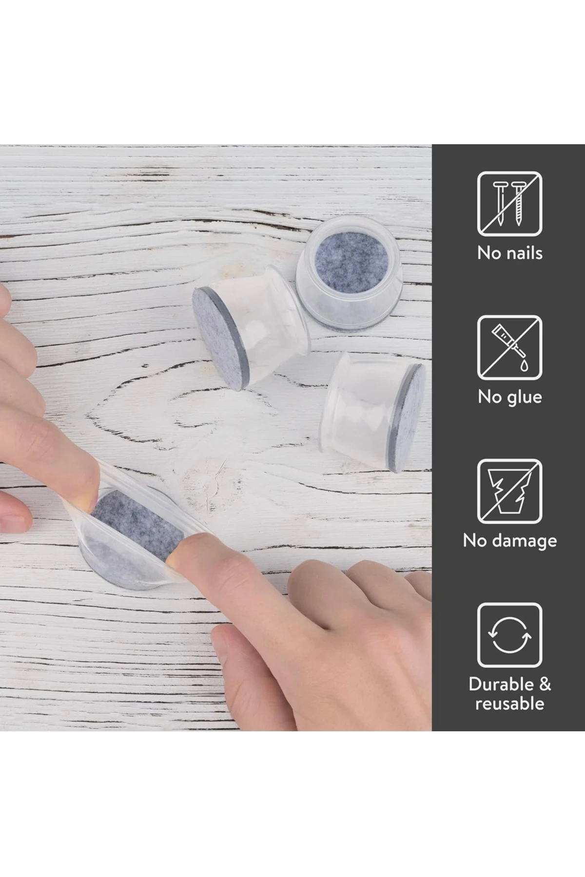 24 Adet ( 2cm - 2,5 Cm ) Keçe Silikon Yarı Saydam Çok Güçlü Elastik Sandalye Pabucu, Zemin Koruyucu