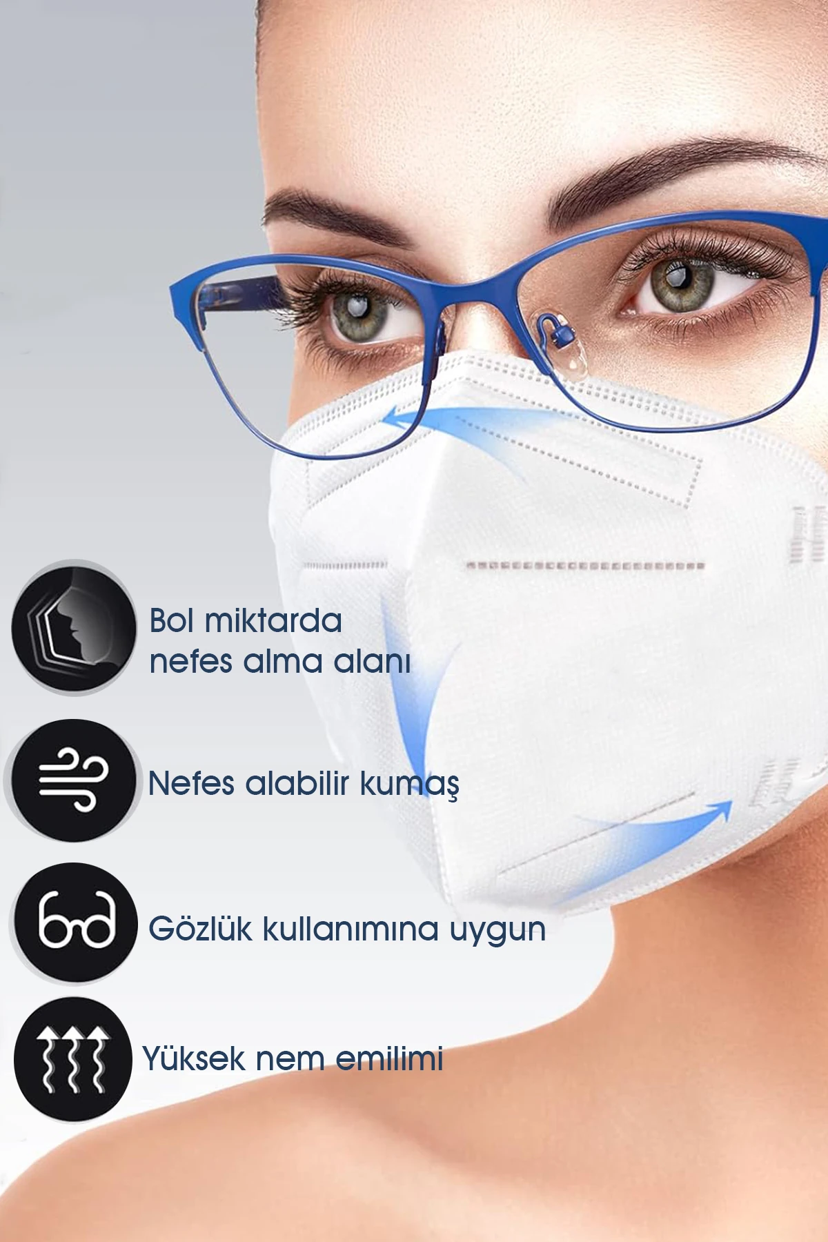 Ffp2 Nr Meltblown 100 Adet Maske 5 Katlı Tekli Ambalaj Koruyucu Maske