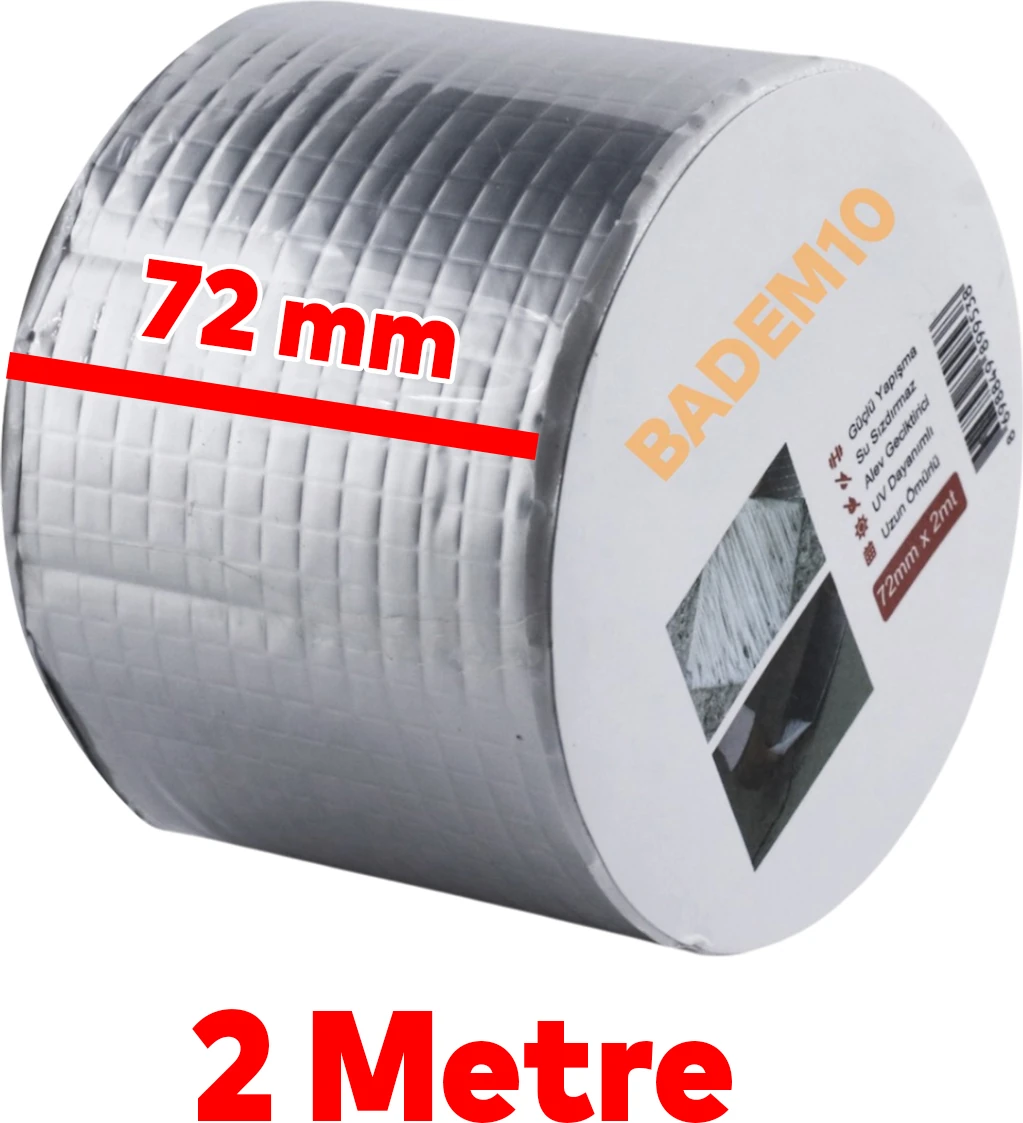 Çamur Bant Çatı Izolasyon Ses Su Yalıtım Tamir Sakız Bandı Gri 72 mm x 2 Metre 1 Adet