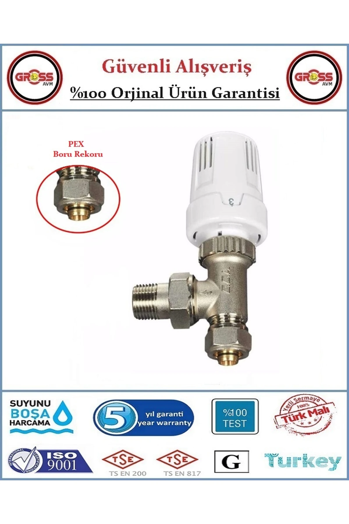 E.C.A Termostatik Pex-Al Köşe Radyatör Vanası - Orjinal Ürün - 5 Yıl Garanti