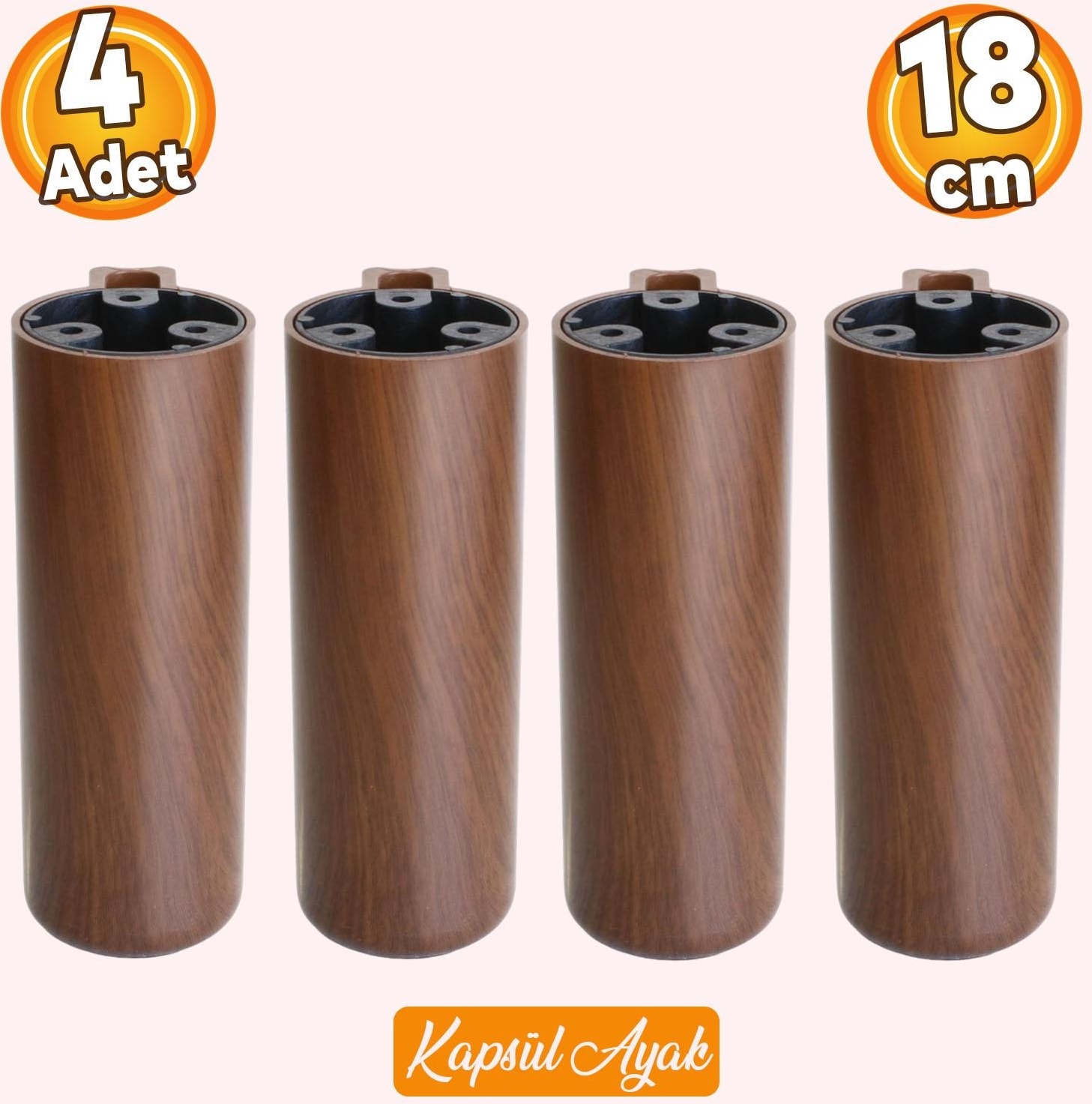 Kapsül Bohem Koyu Ceviz 18 cm Mobilya Kanepe Koltuk Baza Yükseltici Yükseltme Ayağı Ayakları 4 Adet