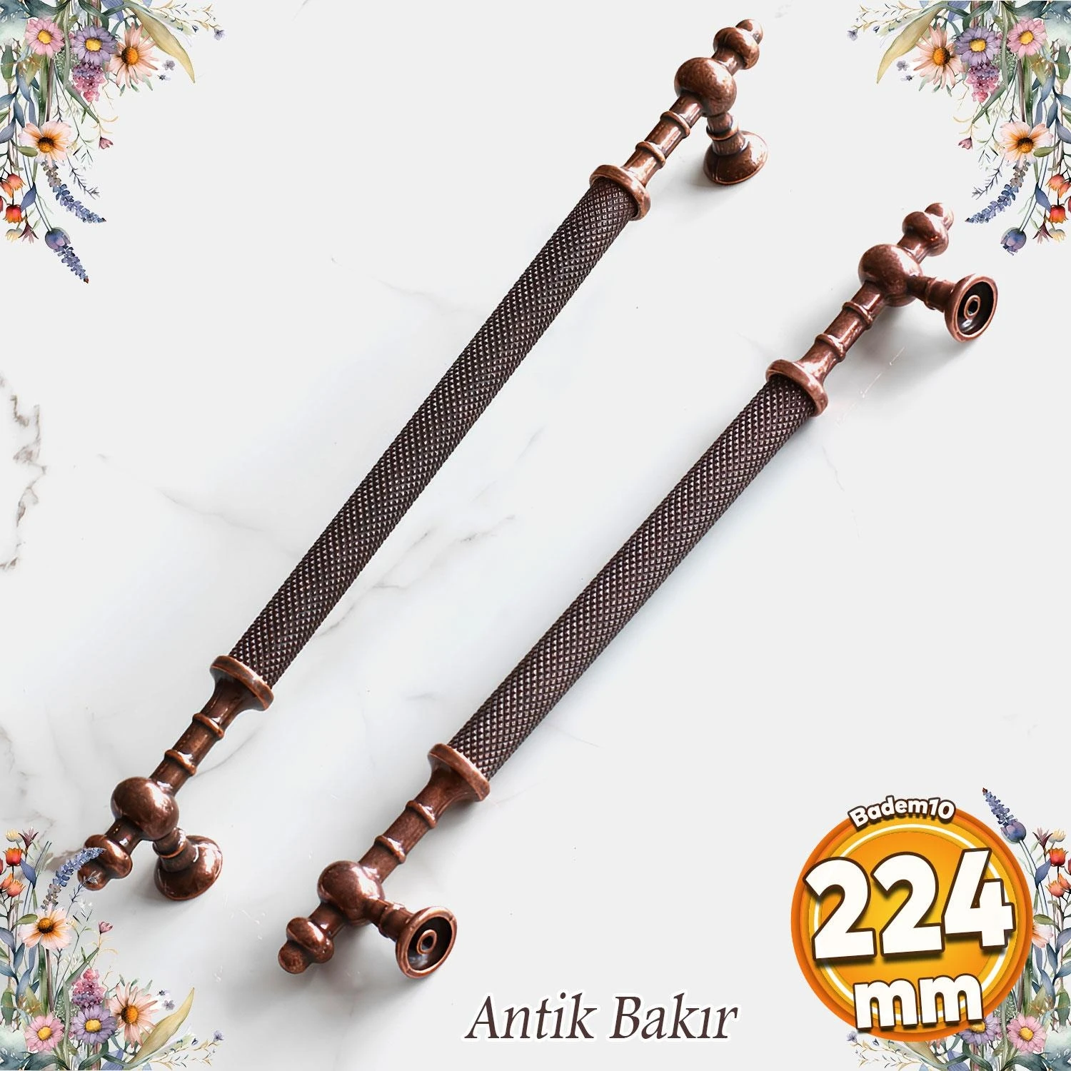 Ladin Eskitme Antik Bakır Metal 224 mm Mobilya Mutfak Çekmece Dolap Dolabı Kulpu Kulbu Kulpları