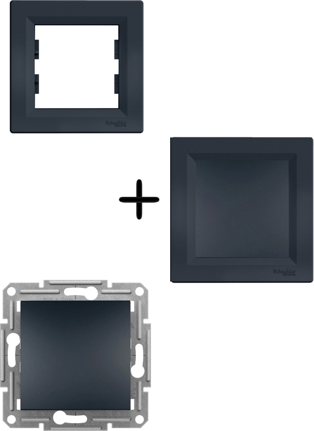 Asfora Antrasit Liht Anahtar ( Zil - Kapı Otomatiği ) + Çerçeve