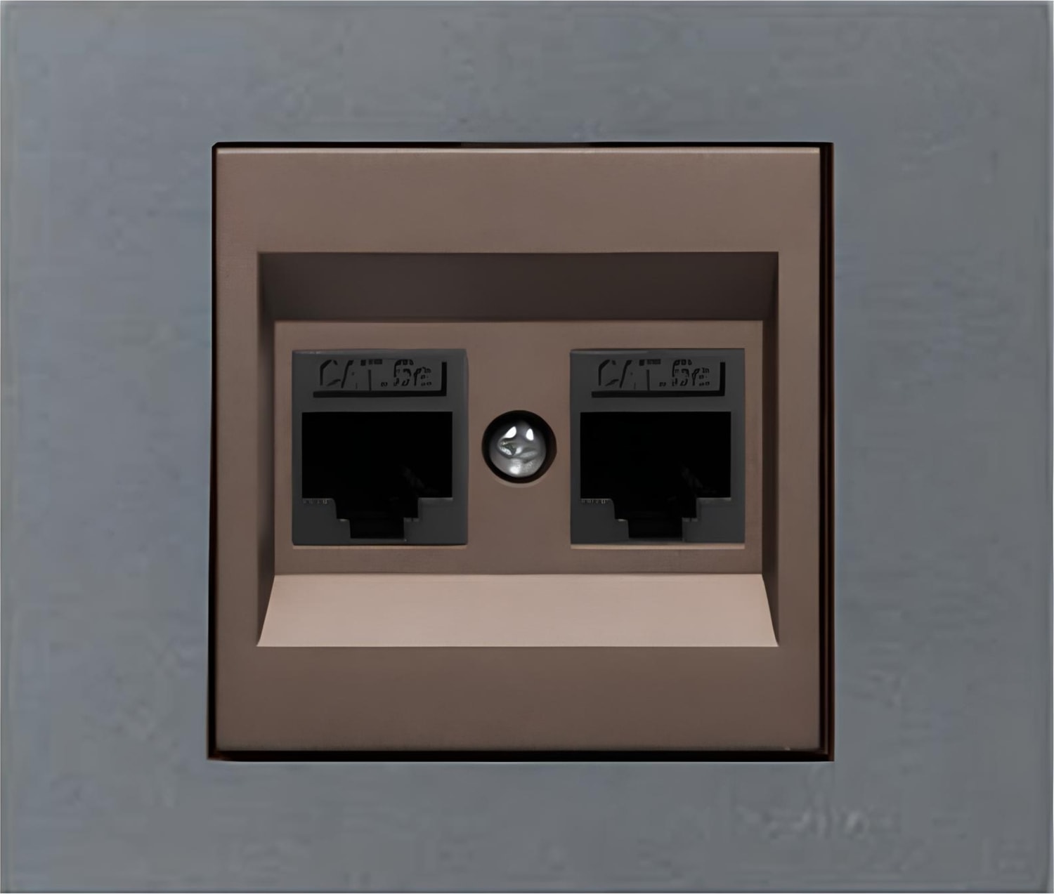 Grano Metalik Cat6 RJ45 Çift Jaklı Data Prizi Mocha + Füme Çerçeve