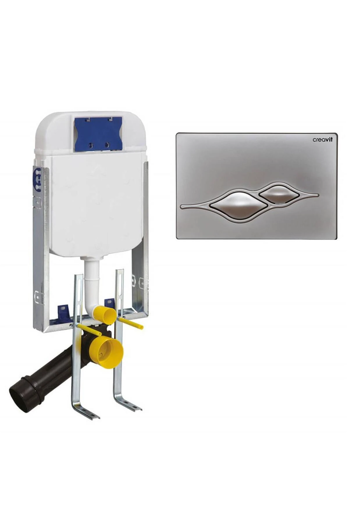 Gömme Rezervuar Asma Klozet İçin+Ufo Mat Gri Kumanda Paneli