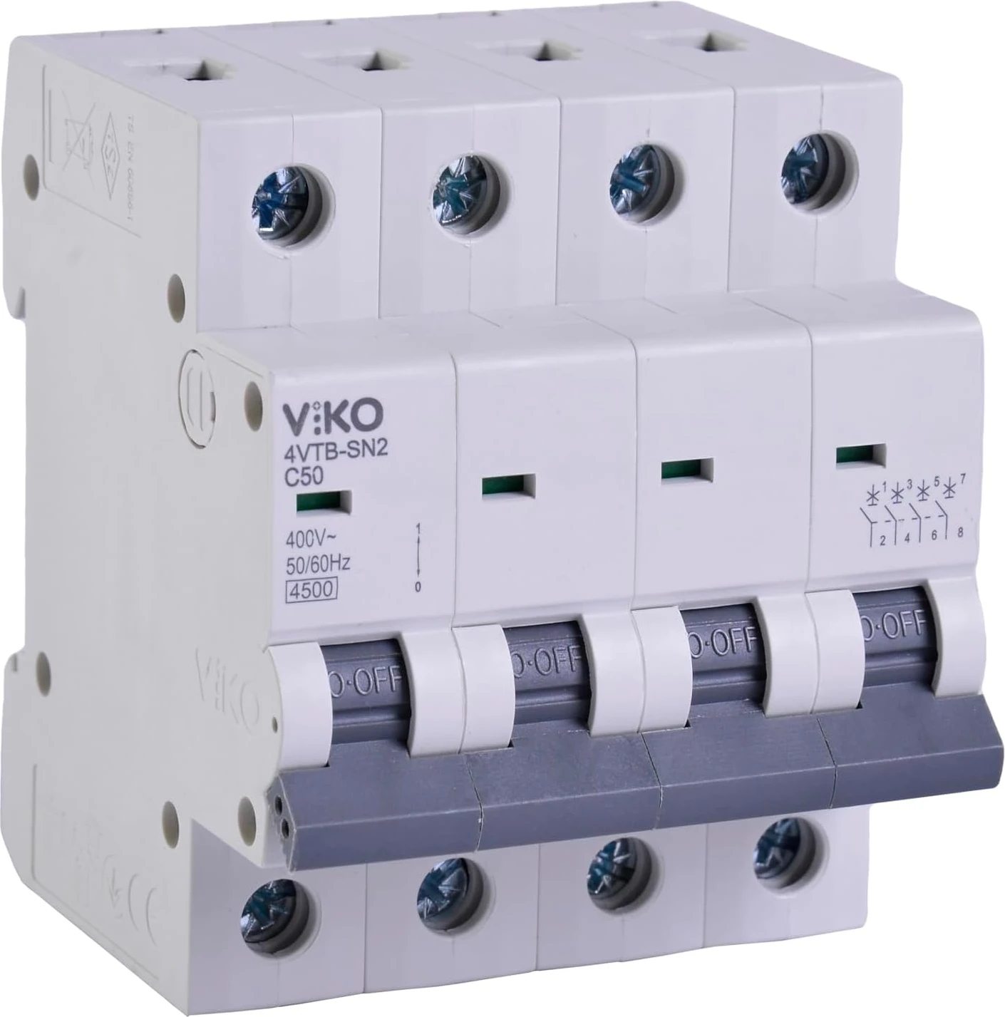 4VTB-4C50 Otomatik Sigorta 4,5ka C Tipi 4 Kutup 50A