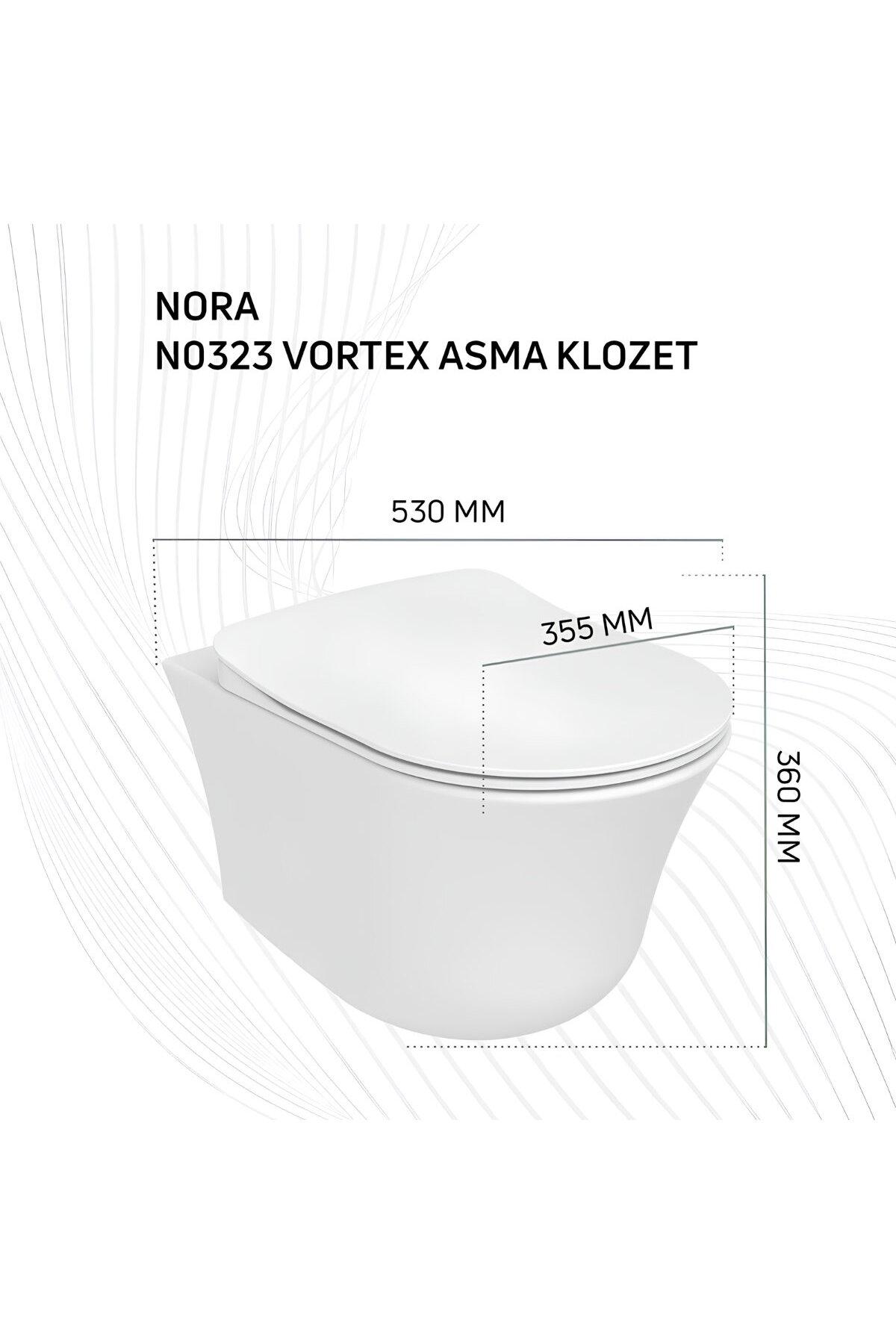 Nora Vortex Beyaz Asma Klozet NO323, Nora Duck Duroplast Yavaş Kapak