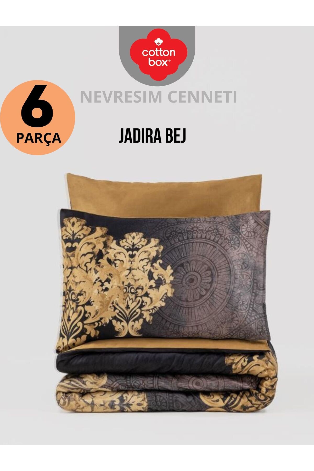 Jadira bej Çift Kişilik Pamuk Saten Nevresim Takımı