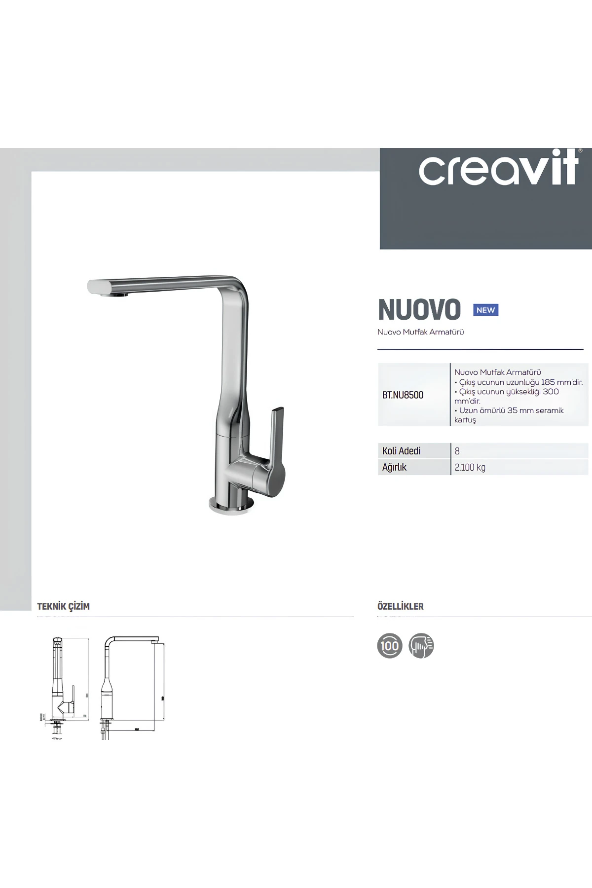 Nuovo Batarya Seti 3’Lü Banyo-Lavabo-Eviye