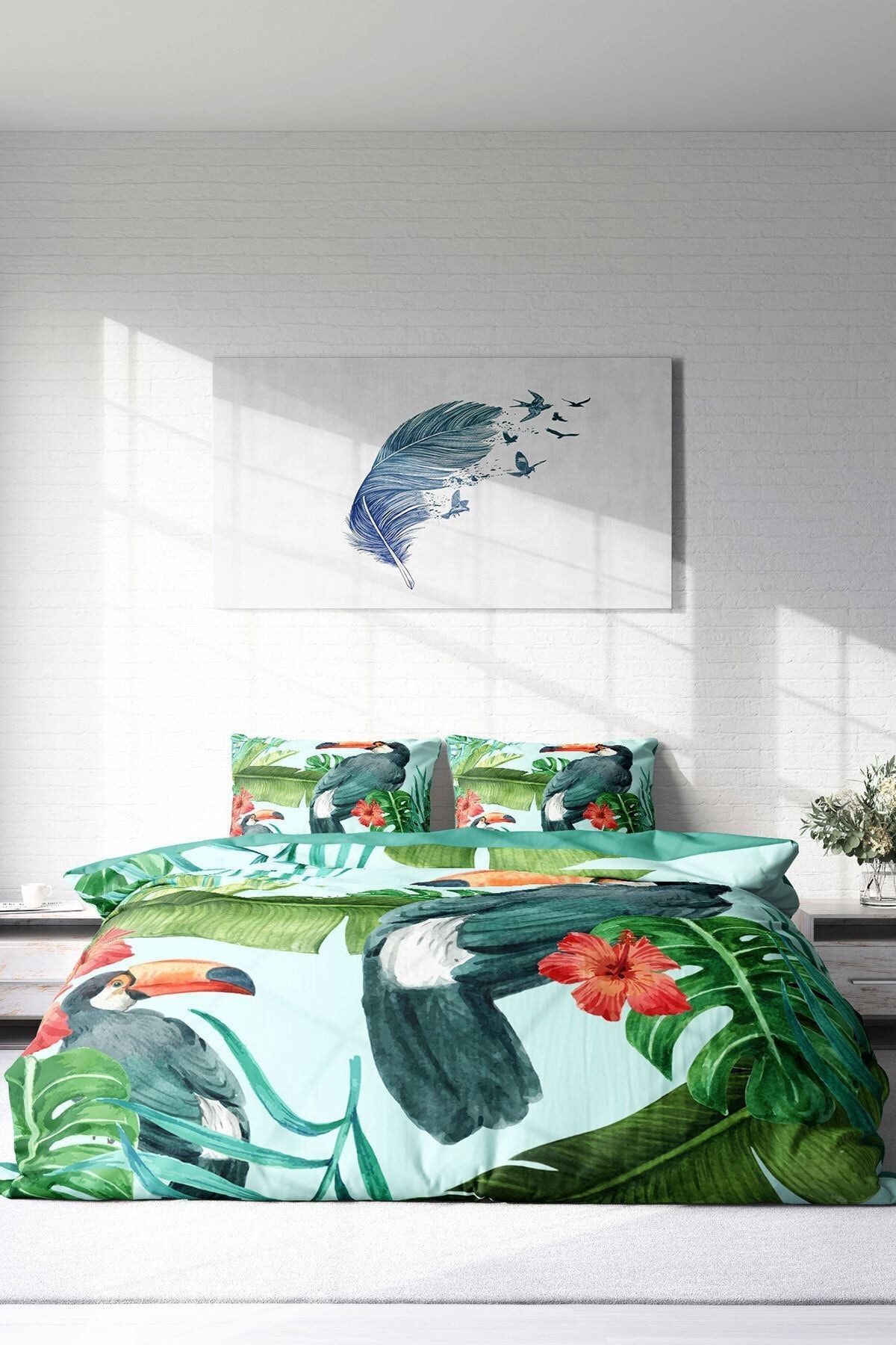 Birdie 3d Pamuk Saten Çift Kişilik Nevresim Takımı