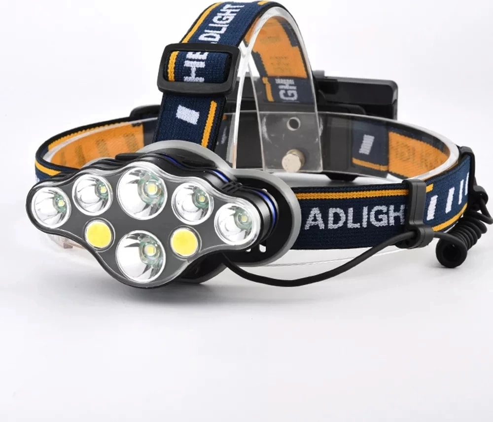 PS-888 Güçlü USB Şarj Edilebilir Profesyonel 8 Modlu 6000 Lümen 8 LED Su Geçirmez Kafa Lambası