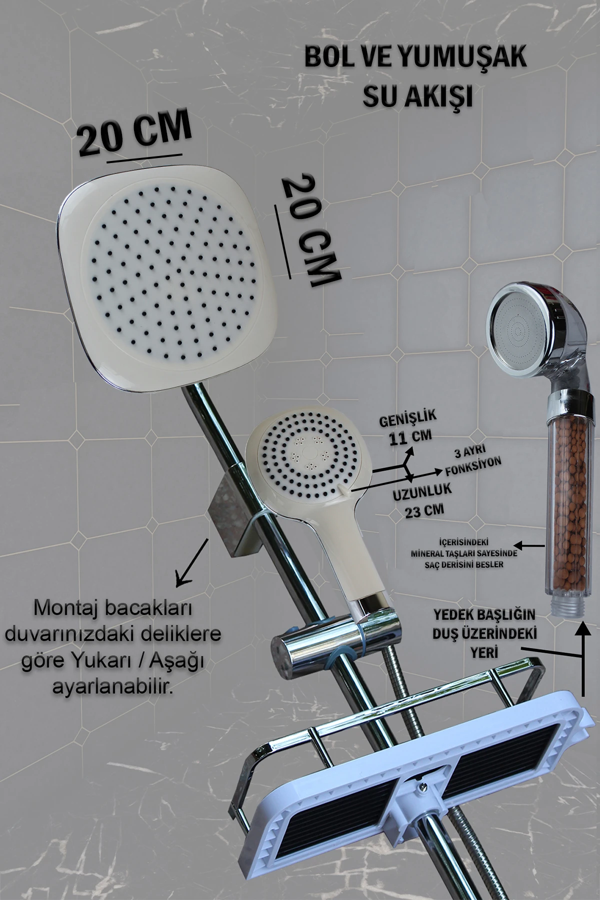 Robot Duş Seti Lüks Banyo Duş Takımları El ve Tepe Duş Başlığı Spiral Hortum Çeşitleri