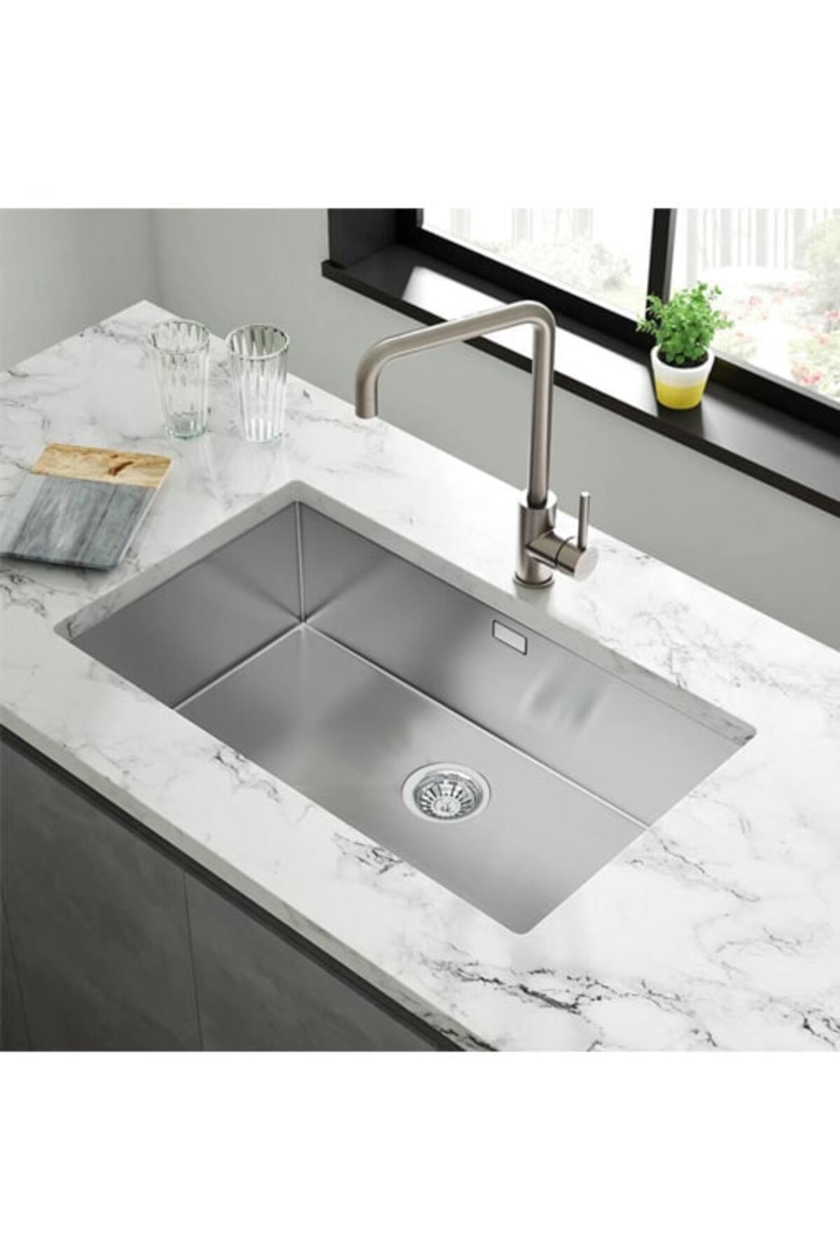 BigBox 1 Gözlü 44 X 75 cm Paslanmaz Çelik Evye 1 mm Kalınlık DÜZ (İNOX)