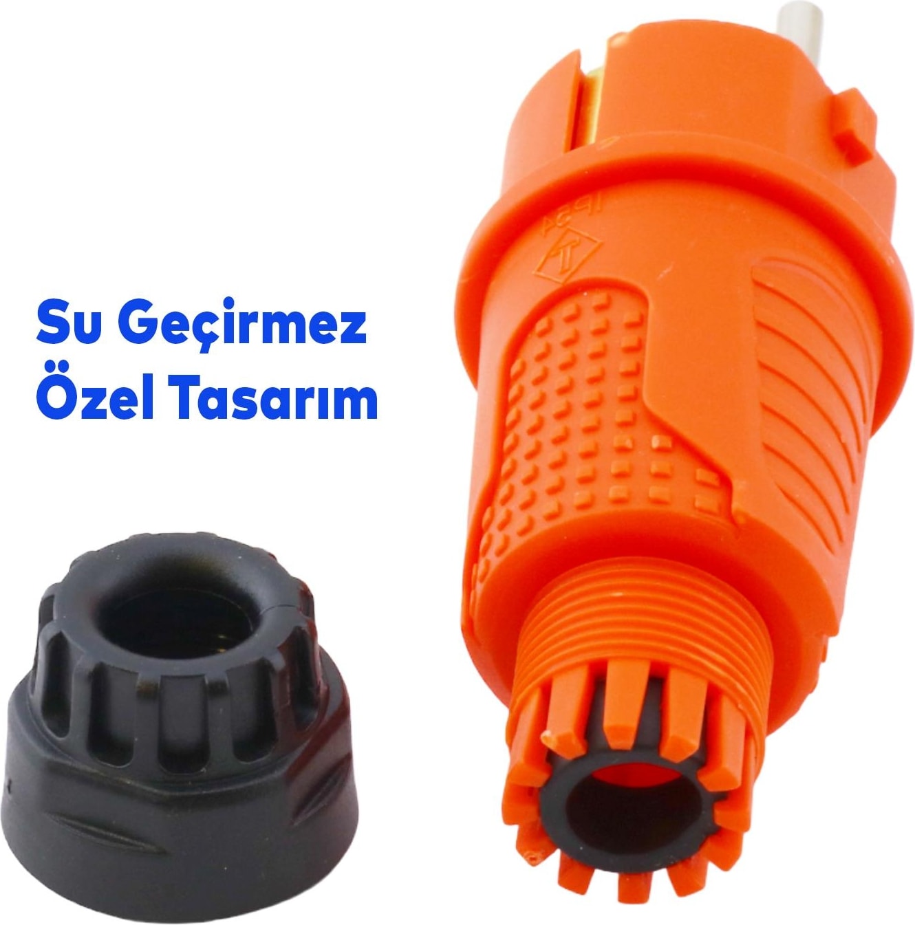 Sağlam Monofaze Kauçuklu Kablo Bahçe Dış Mekan Korunaklı IP54 Su Geçirmez Turuncu Erkek Fiş Tek 16A