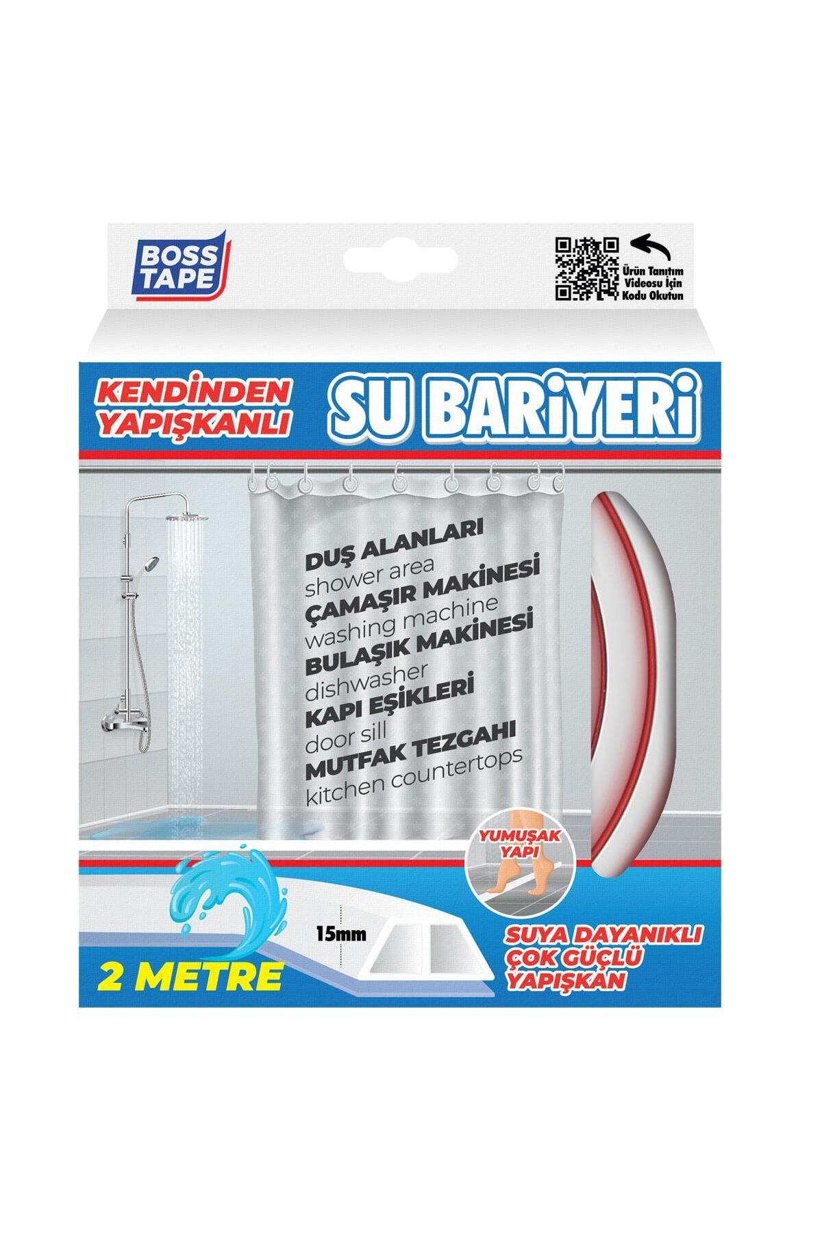 Yapışkanlı Duş Kapı Mutfak Tezgahı Etrafı Su Kesici Bariyer Beyaz 2mt