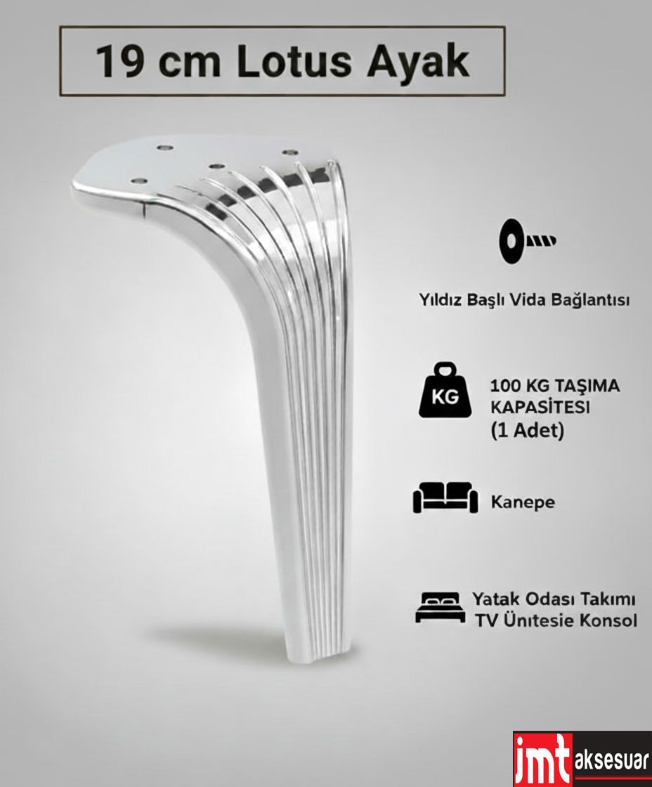 Lotus Koltuk Yatak Odası Tv Ünitesi Konsol ve Sehpa Ofis Mobilyası Ayağı 19 cm