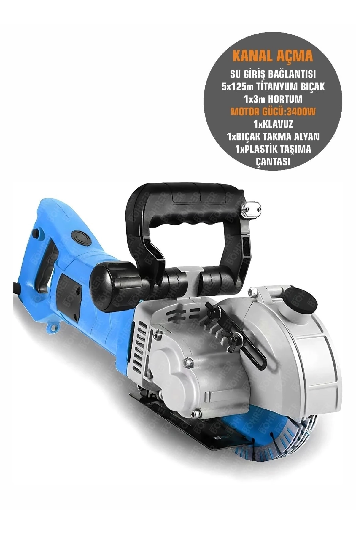 Elektrikli 4200 Watt 4 Ağızlı Profesyonel Su Bağlantılı Plastik Çantalı Kanal Açma