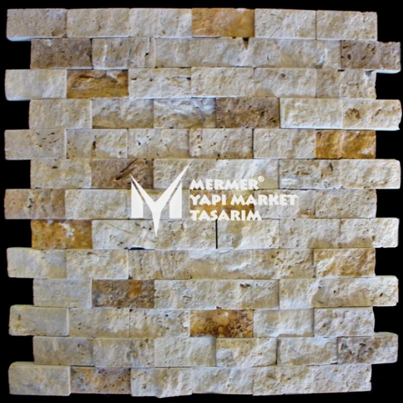 Üçlü Mix Traverten Patlatma Mozaik