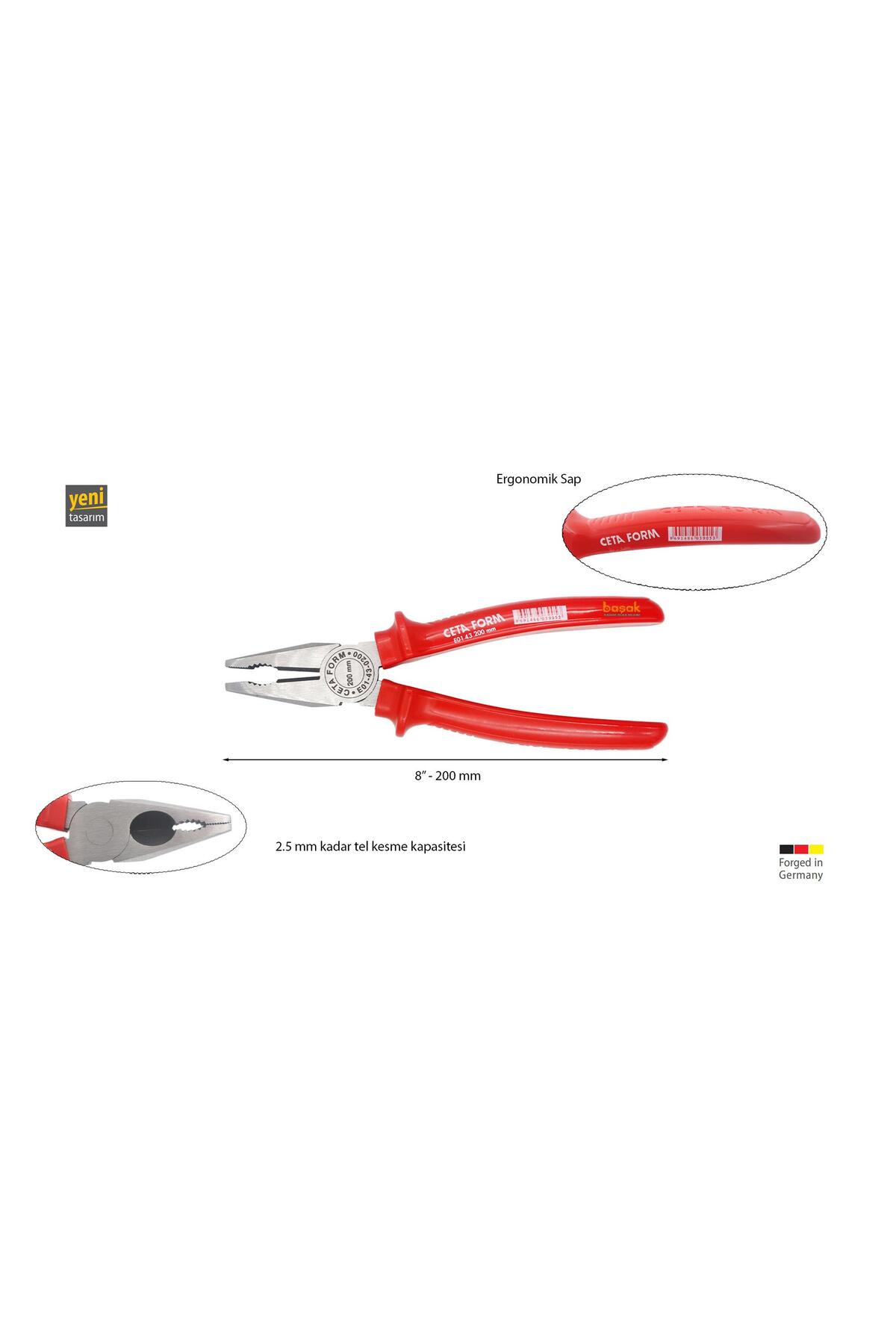200 Mm Kombine Pense Polisajlı-unigrip Sap E01-43-0200