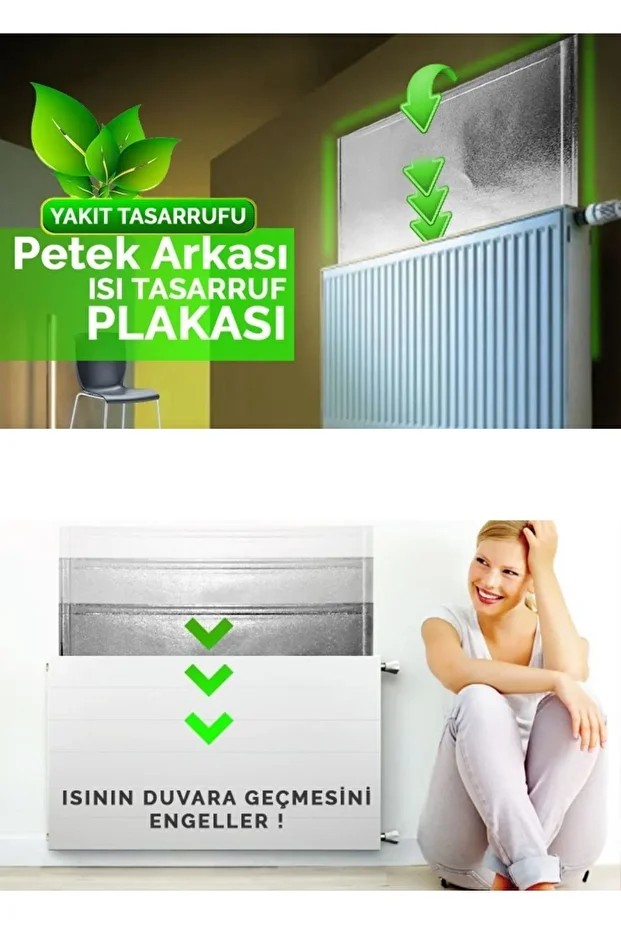 Kalorifer Petek Arkası Isı Yalıtım Levhası Alüminyum Folyo Kaplı 1 cm Polietilen Levha 50x100 cm
