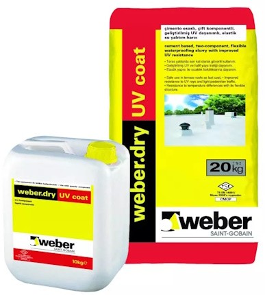 Weber Dry UV Coat Çimento Esaslı Çift Komponentli Geliştirilmiş UV Dayanımlı Elastik Su Yalıtım Harcı 30 kg set