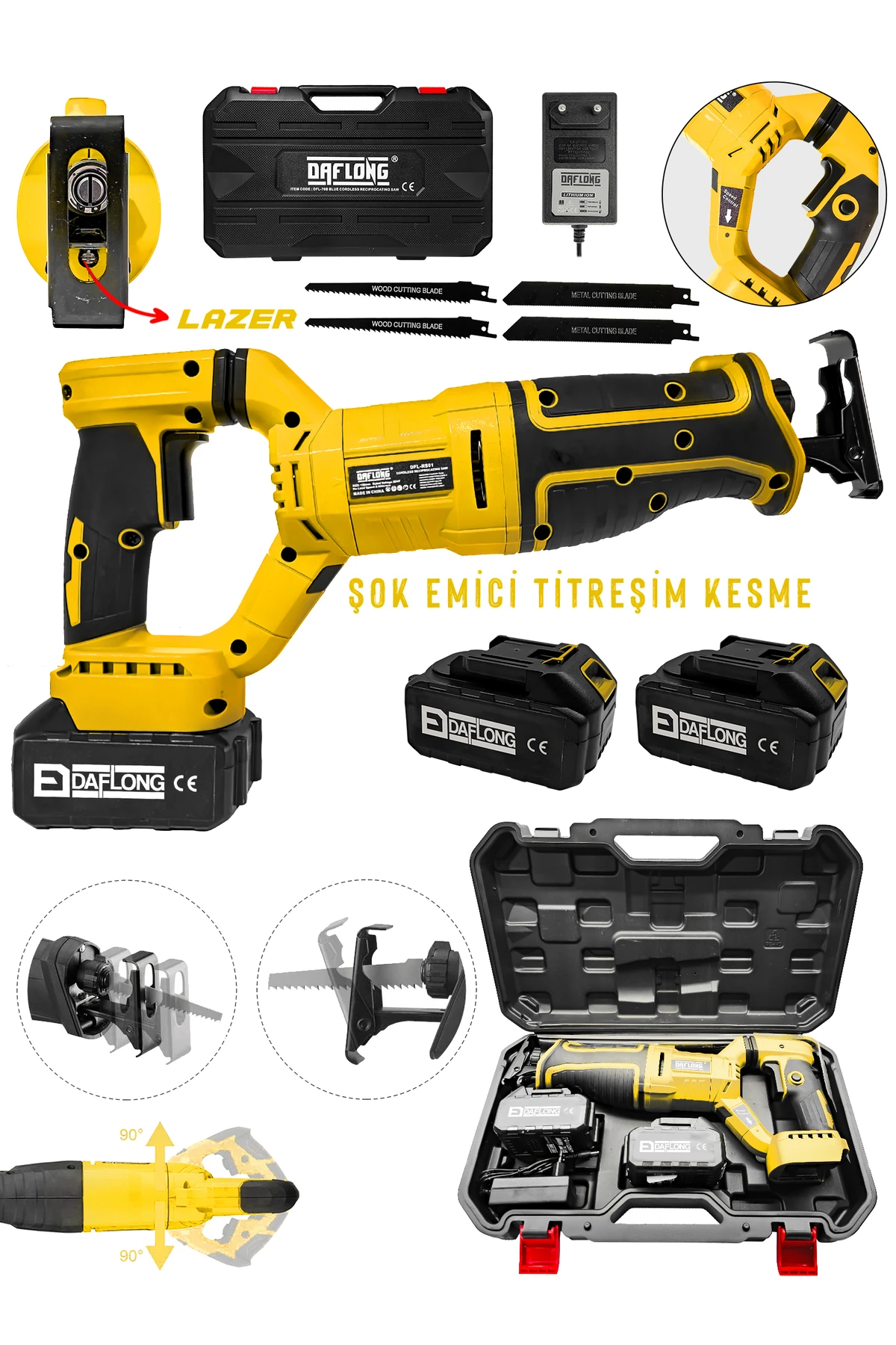 180 DERECE DÖNERLİ ŞARJLI Kömürsüz Çelik Şanzuman Kemik Kesme Tilki Kuyruğu Testere makina-S