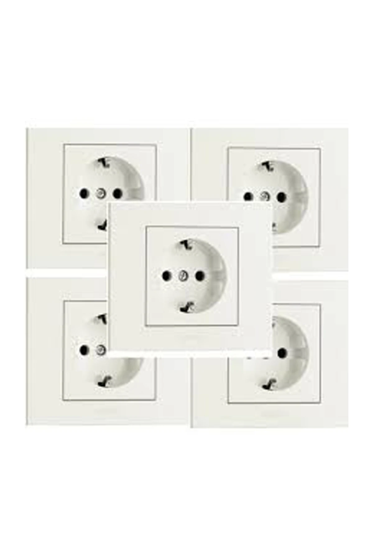 5 Adet Ovivo Grano Beyaz Topraklı Priz Çerçeve Dahildir