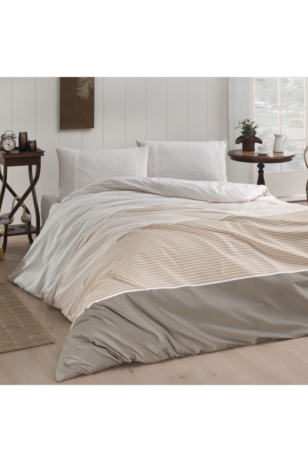Cotton Collection Ranforce Battal Ebat Nevresim Takımı Iva Natural