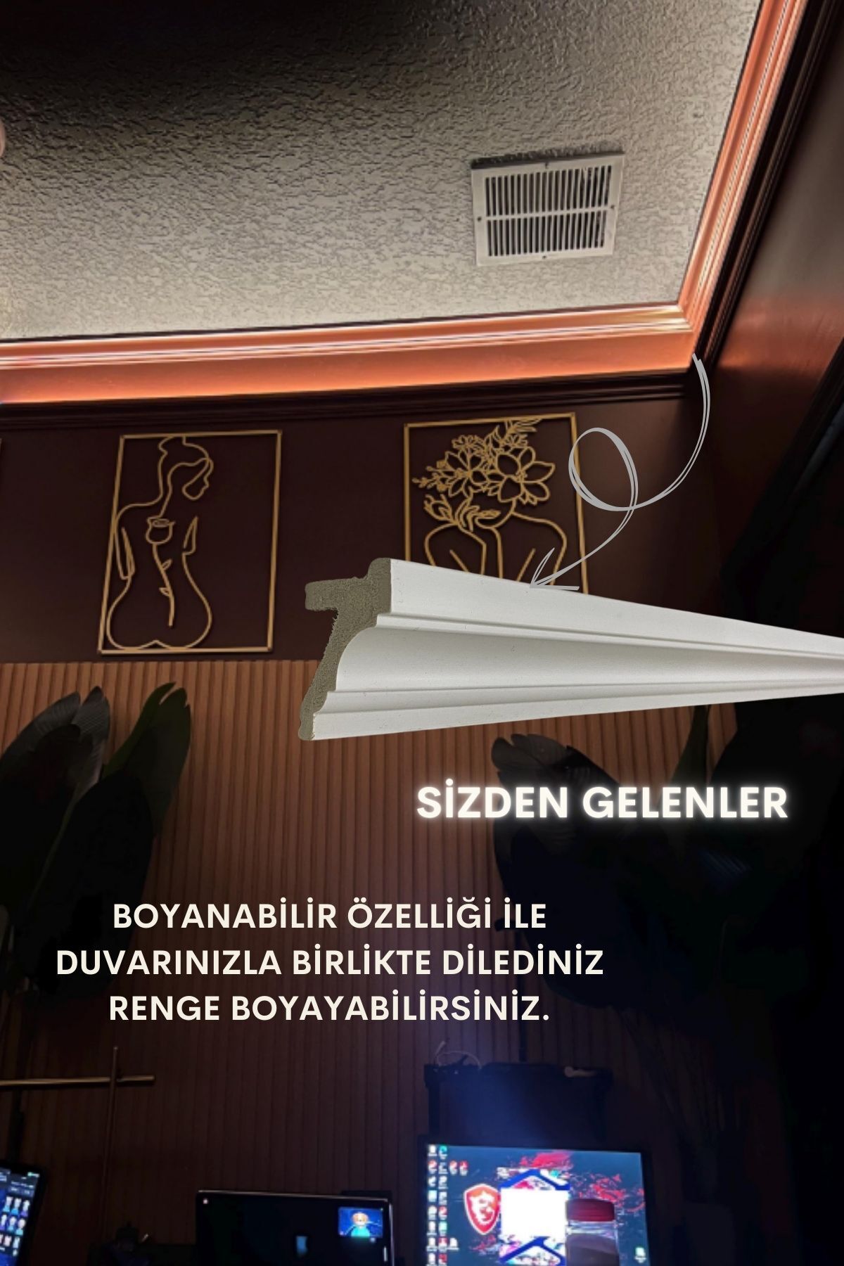 Ledli Kartonpiyer, Polimer Dayanıklı Tavan Duvar Aydınlatma, Modern Ev Oda Dekorasyonu Adet 120cm