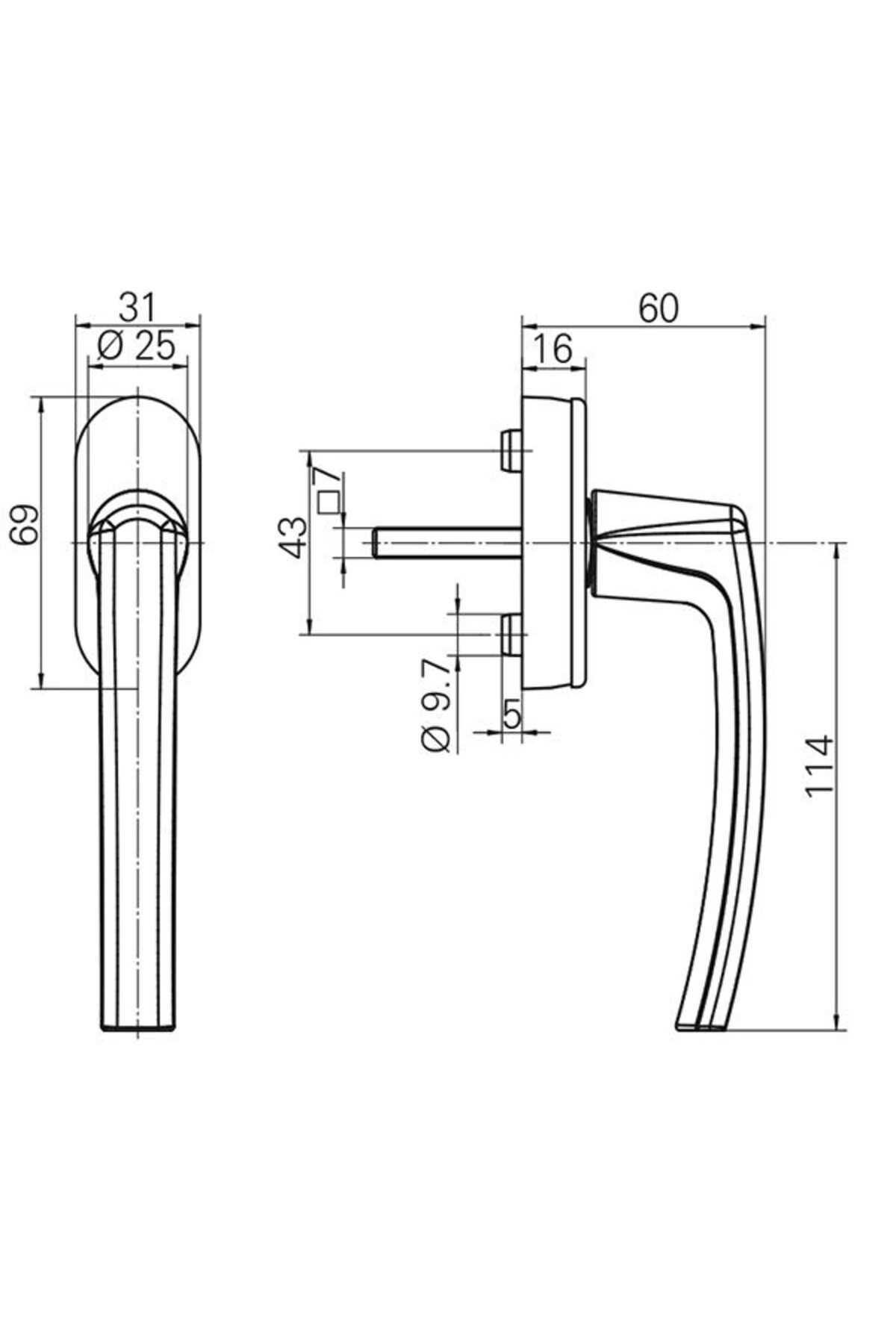 Line Secustik Pencere Kolu Siyah