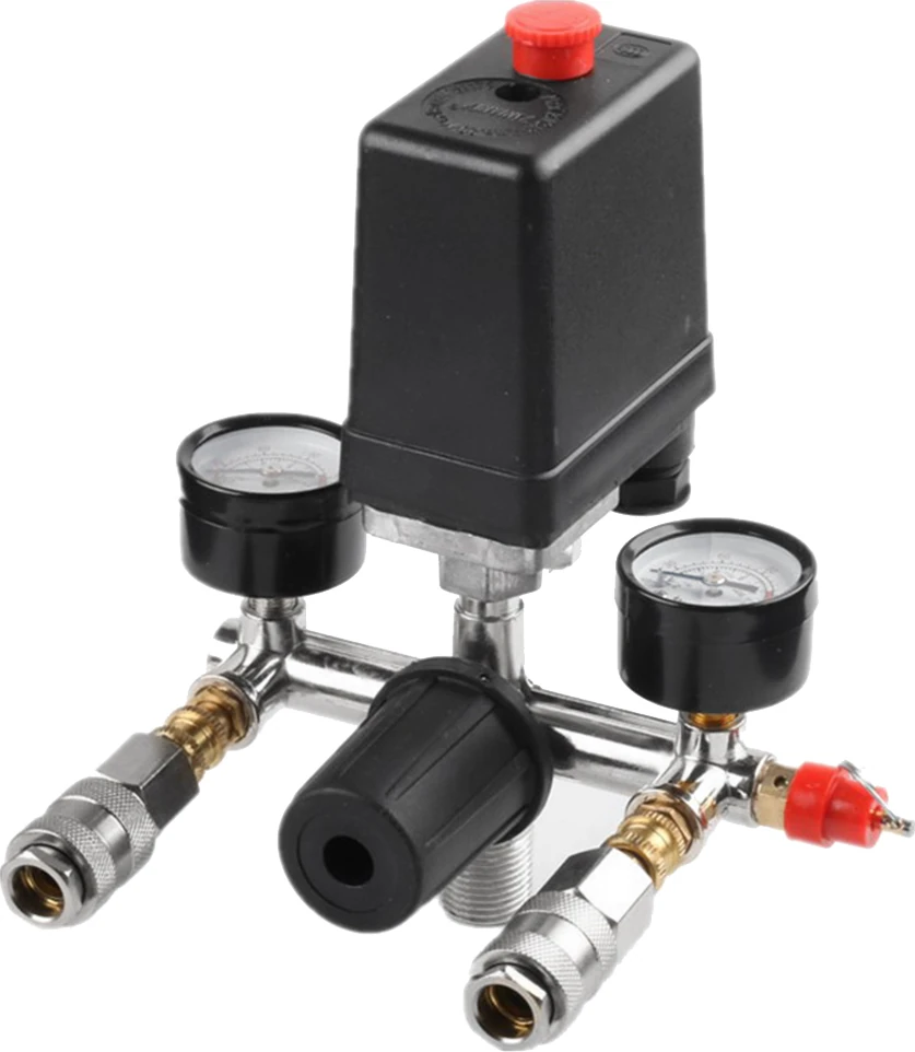 Hava Kompresörü Basınç Kontrol Göstergesi Hava Valfi Manifoldu Yağsız Sessiz Hava Kompresörü Ayarlanabilir Çıkış Valfi 175PSI (Yurt Dışından)