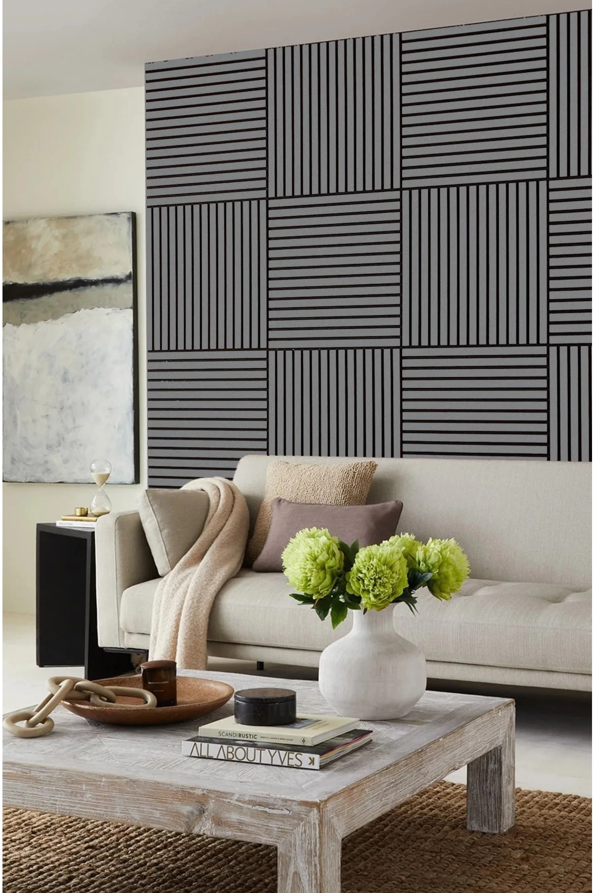 Mini Eko Akustik Ahşap Panel Antrasit Gri - 60x60cm