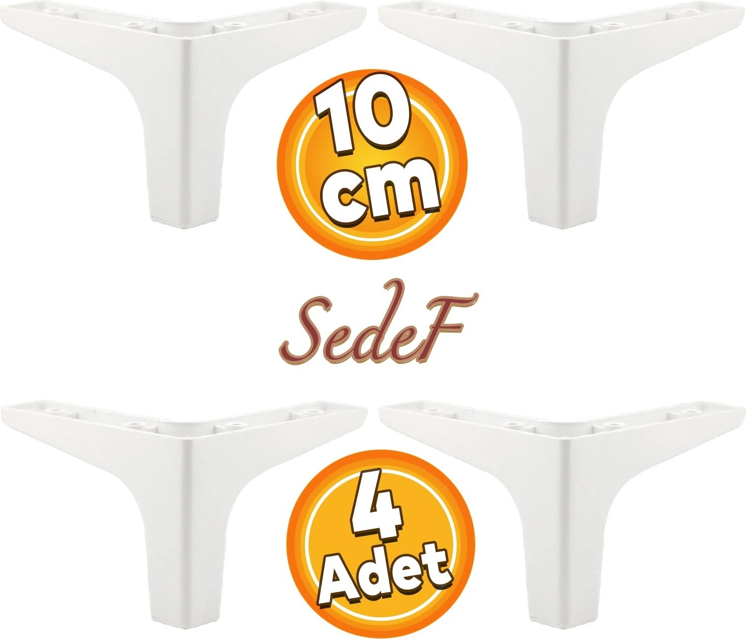 Sedef Lüks Mobilya Kanepe Sehpa Tv Ünitesi Koltuk Ayağı 10 cm Beyaz Ayakları (4 Adet)
