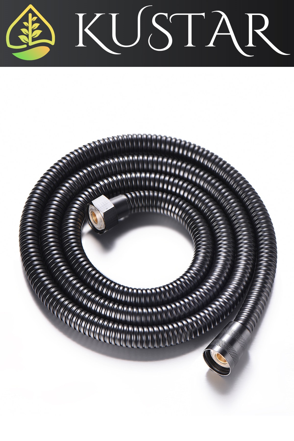 Siyah 1,5m Örgülü Duş Hortumu Ve 90 Derece Ayarlanabilir Siyah Duş Askısı 2'li Set