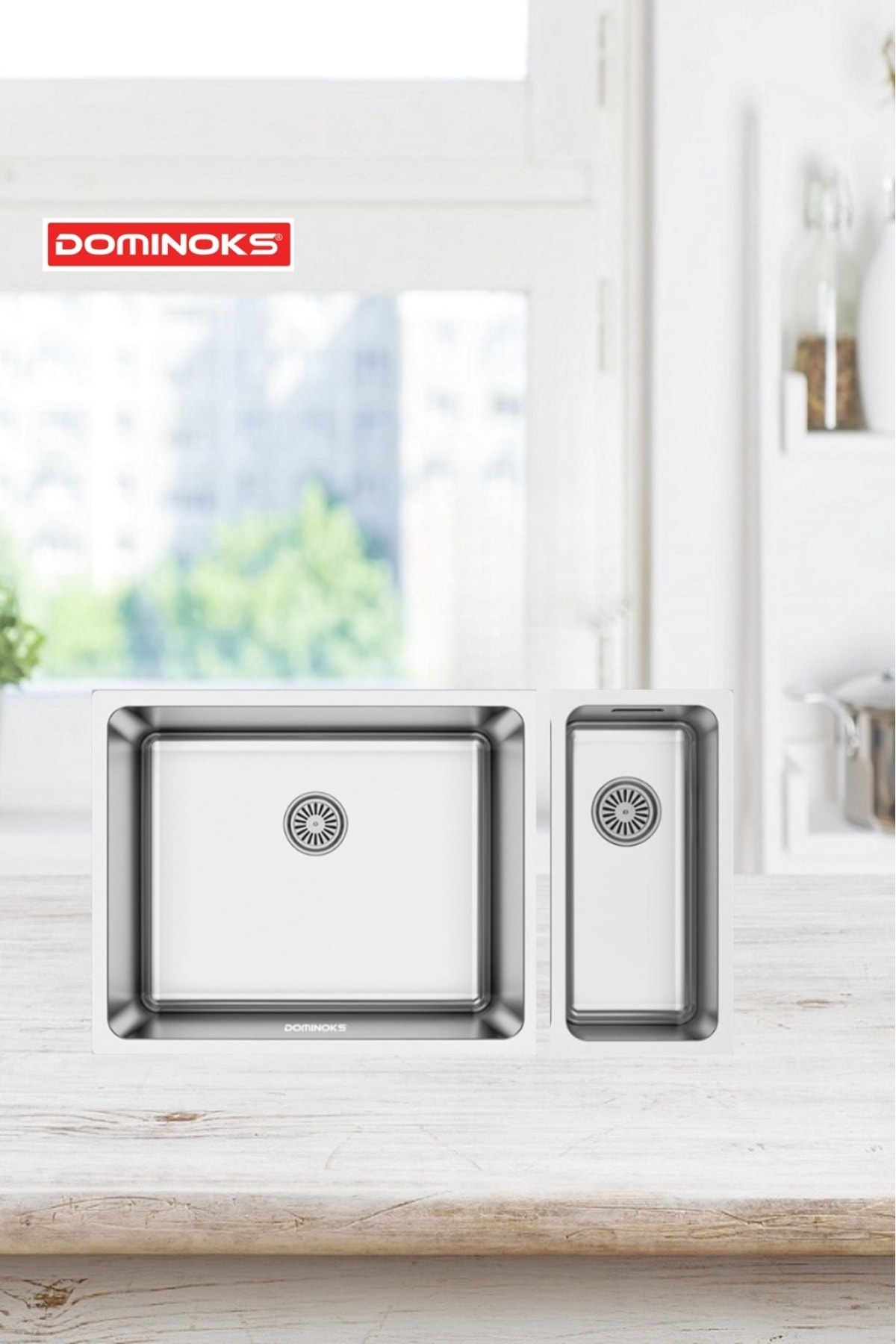 Biga45 Biga 17 (40X45) (40X17) Tezgah Altı 1.5 Ayrı Göz Krom Evye