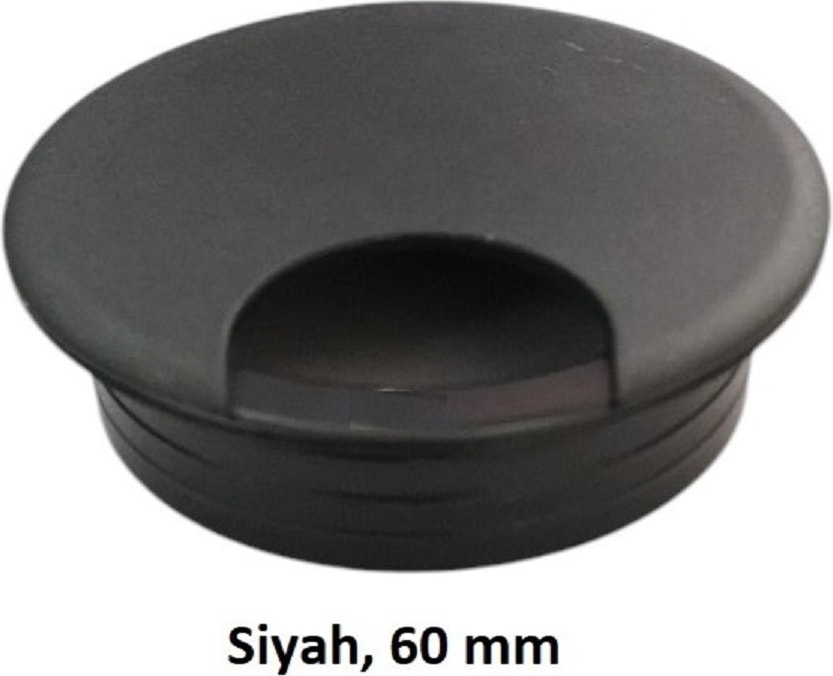 Masaüstü Kablo Kanalı Deliği Kapağı Siyah 6 cm