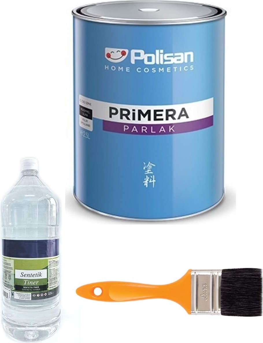 Primera Parlak Kırmızı Yağlı Boya 0.75L + Sentetik Tiner 250ML + No 2 Fırça
