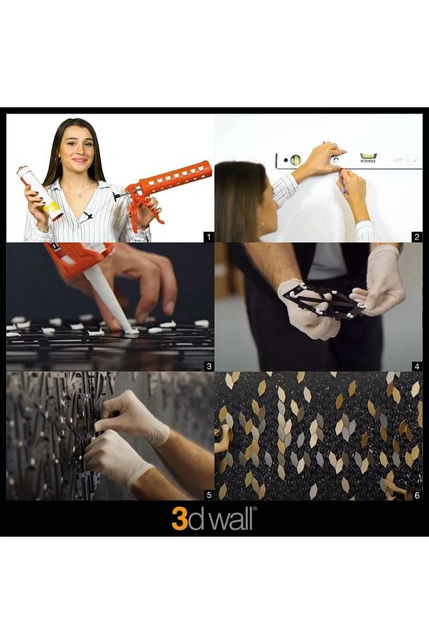 3 Boyutlu Dekoratif Duvar Paneli (1M2) (-SİYAH-)