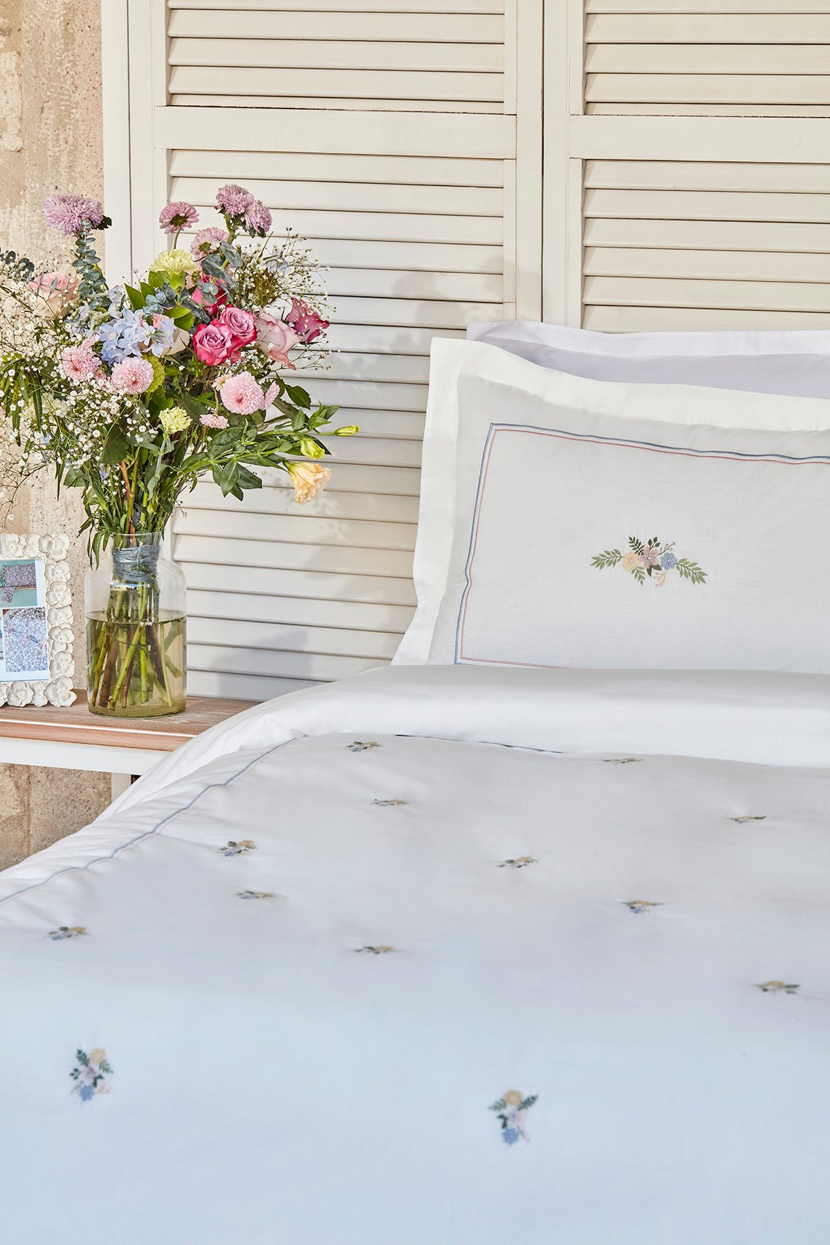 Cavale Çift Kişilik Percale Nevresim Takımı Nakışlı Pudra