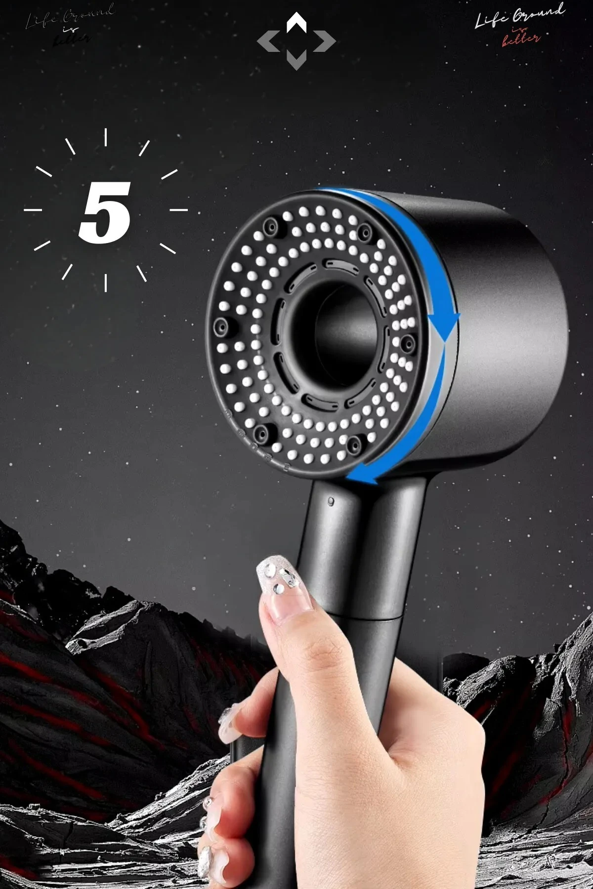 5 Fonksiyonlu Masajlı Duş Başlığı + Silikon Duş Hortumu Extra Güçlü Basınçlı Duş Seti