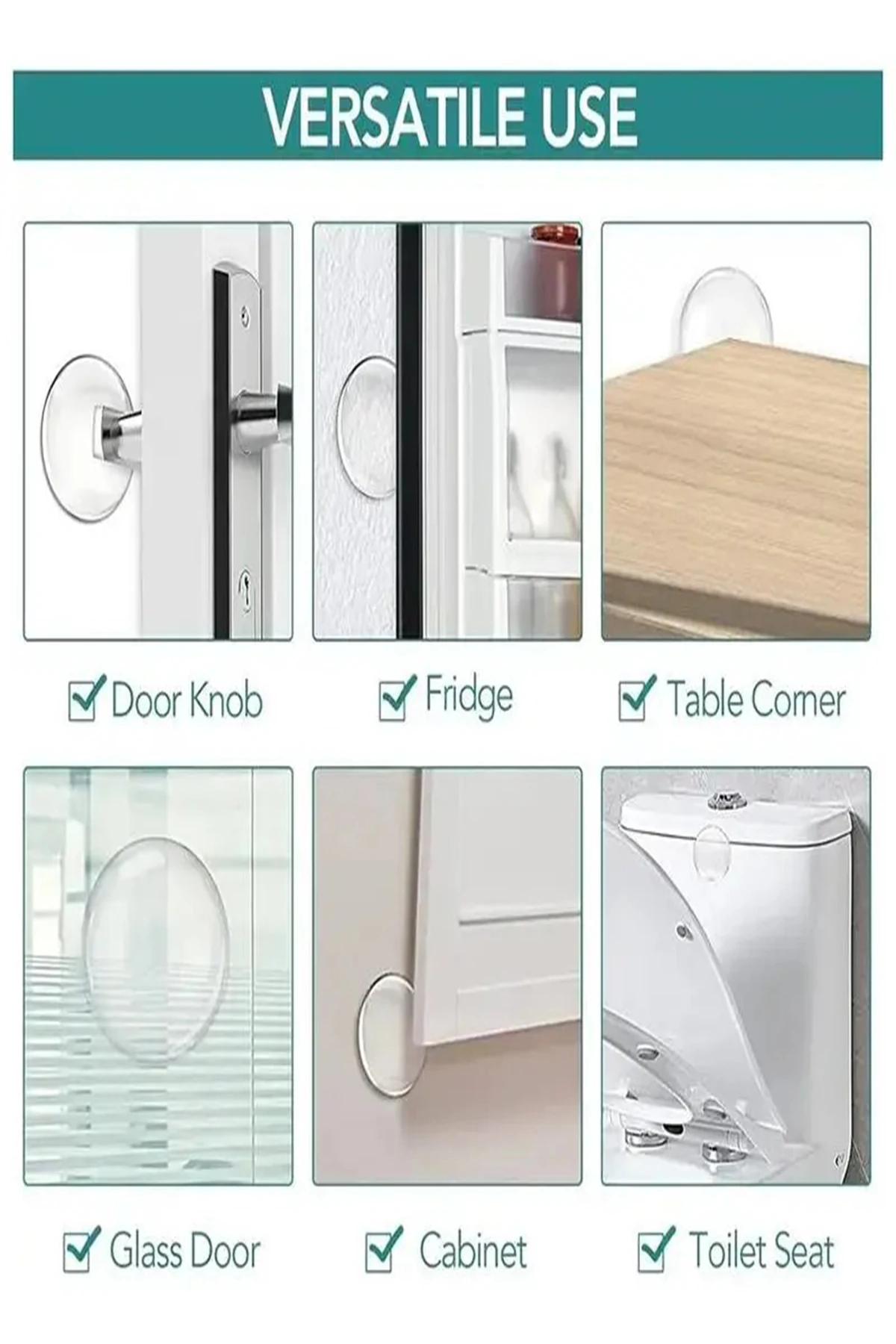 12'li Kapı Pencere Kolu Darbe Emici Stoper Silikon Ped Mobilya Eşya Çarpma Önleyici Duvar Koruyucu