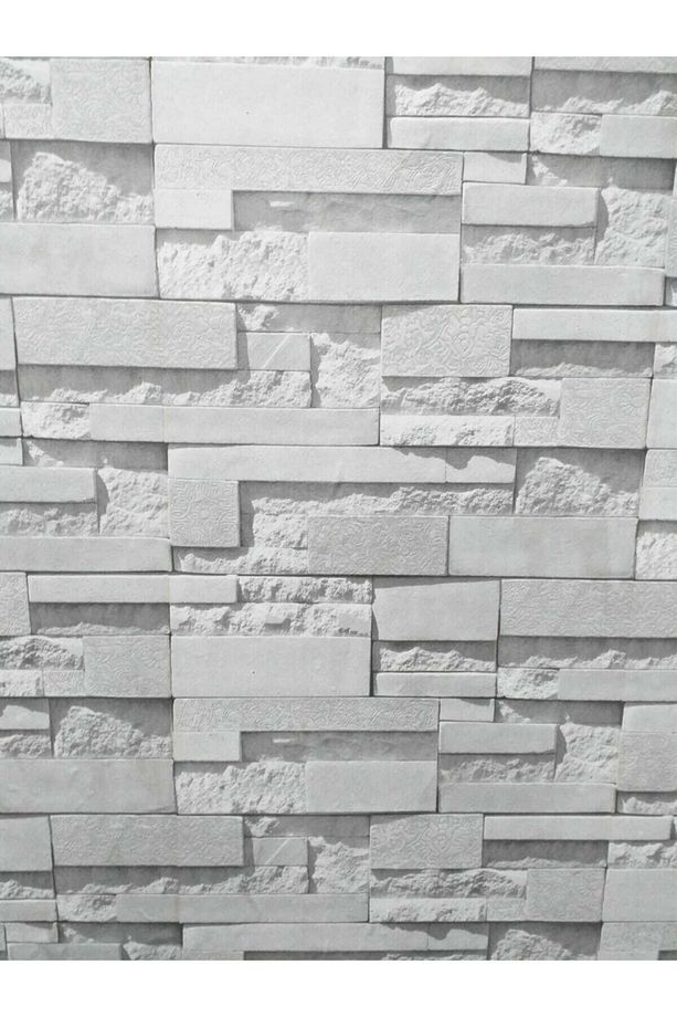 White Gerçek Taş Görünümlü Duvar Kağıdı(5m2)