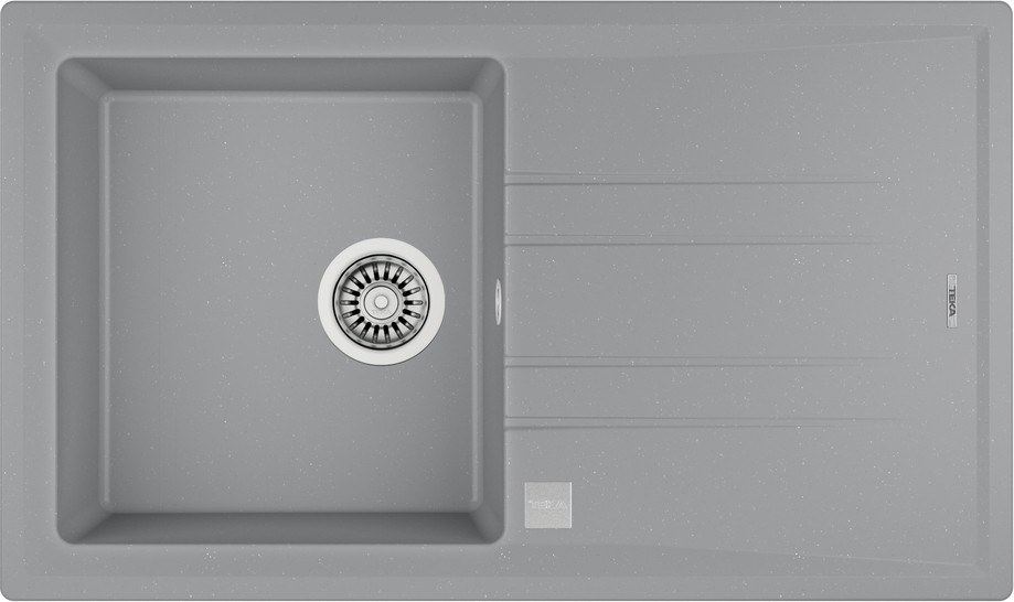 - Stone 50 B-Tg Metallıc Grey - Ankastre Kumanda Sifonlu Granit Eviye - Metalik Gri - 86 cm - 115330021