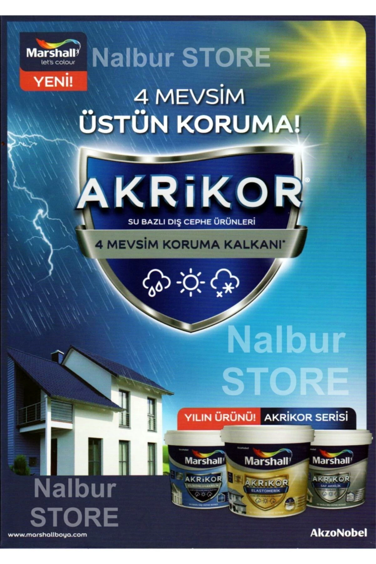 Dış Cephe Boyası Akrikor Silkonlu Akrilik 15lt Beyaz-mükemmel Örtücülük-daha Çok Alan Boyar