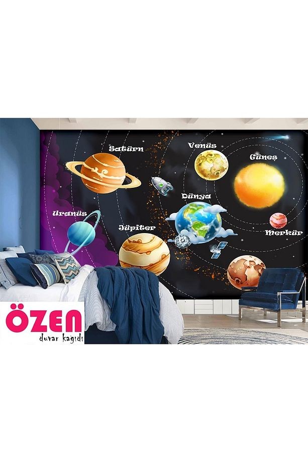 Güneş Sistemi - Gezegenler - Galaksi Eğitici Kendinden Yapışkanlı Duvar Folyosu