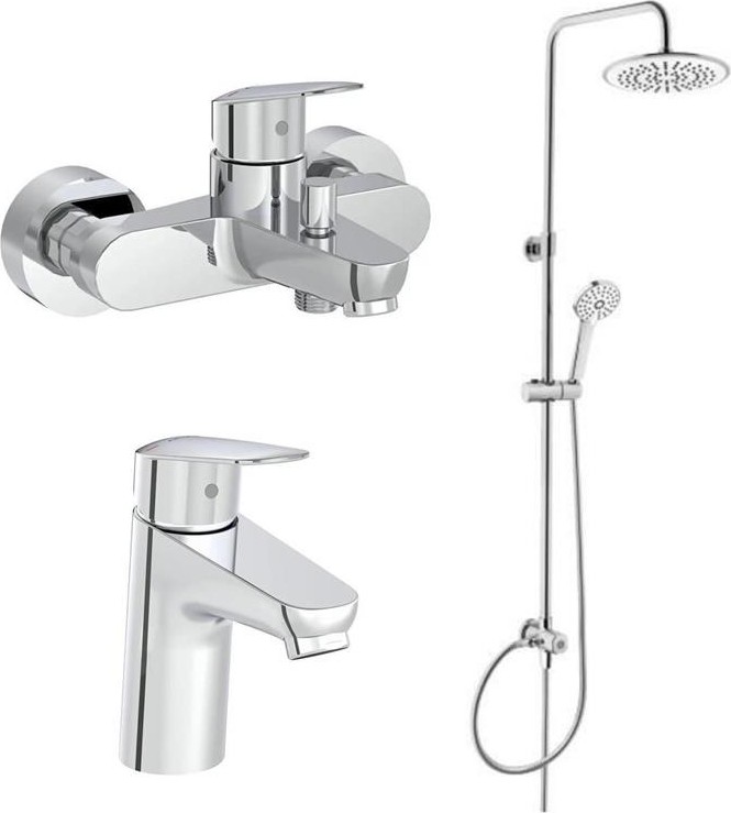 Flow Round Banyo Bataryası + Flow Round Lavabo Bataryası +  3c Duş Seti A45786