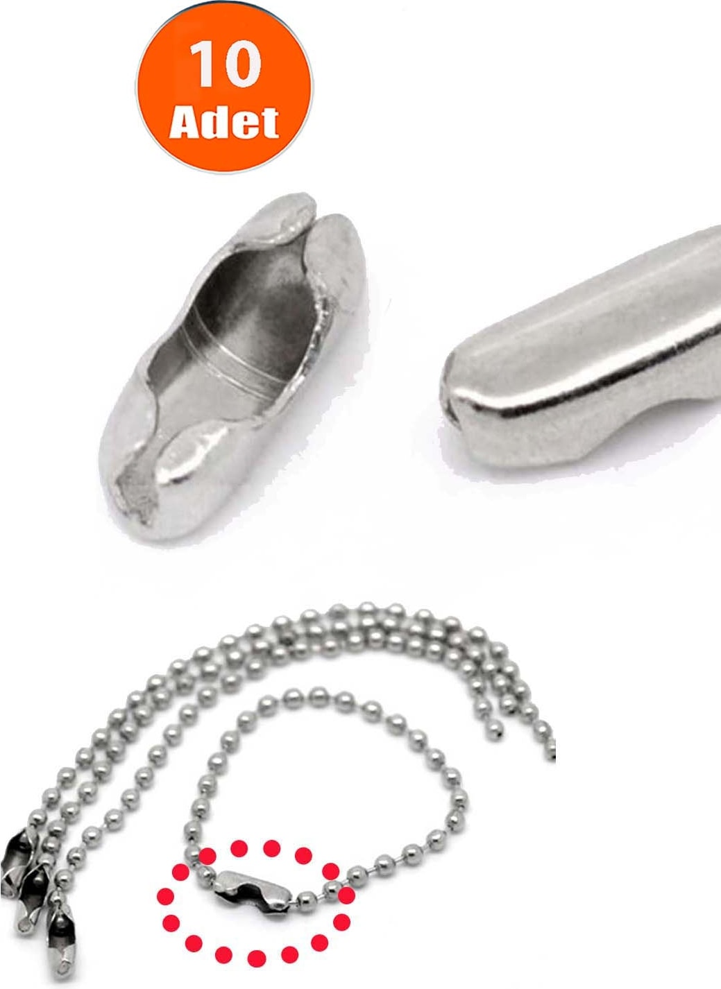 3.2 Mm, Klips Top Zincir Için Kapama, Kart Askı Zinciri, Tırnak Makası Zinciri Için Kapama Klips