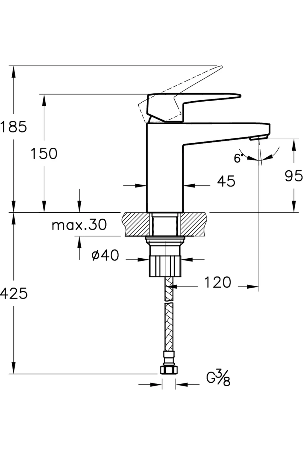 Root A4273234 Square Lavabo Bataryası Fırçalı Nikel