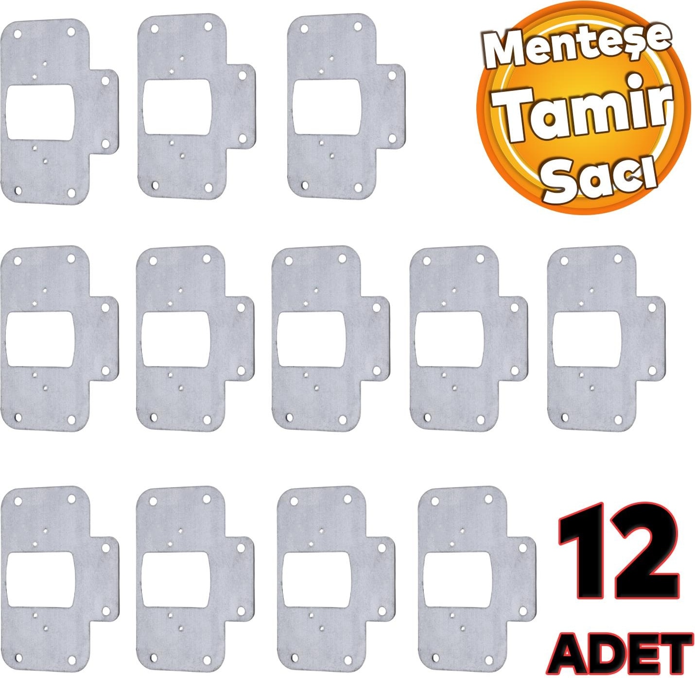 Menteşe Tamir Sacı Dolap Kapak Tas Taş Nobel Pratik Onarım Kiti 6,5x9 cm Yuva Tablası Saç 12 Adet