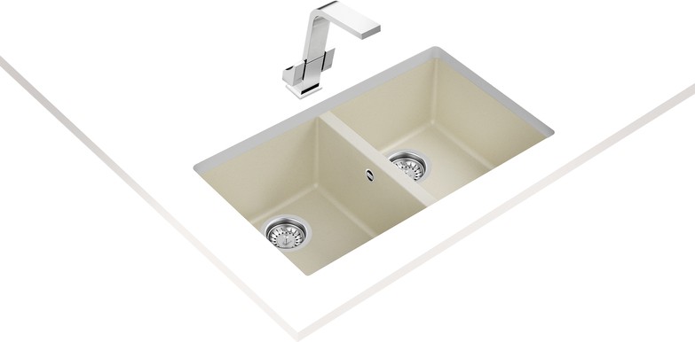 SQUARE 760 TG BRIGHT CREAM Tezgahaltı Granit Eviye Krem 76 cm 115260027